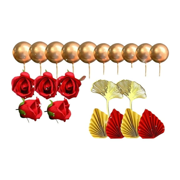 FVDPWYE 21 Pieces Red Rose Cake Decoration Bohemian for Engagement Thanksgiving Xmas