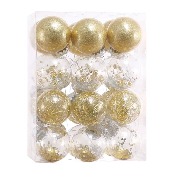 FVDPWYE 24 Pieces Christmas Ball Ornaments Christmas Tree Decorations Set Creative Clear Clear Gold