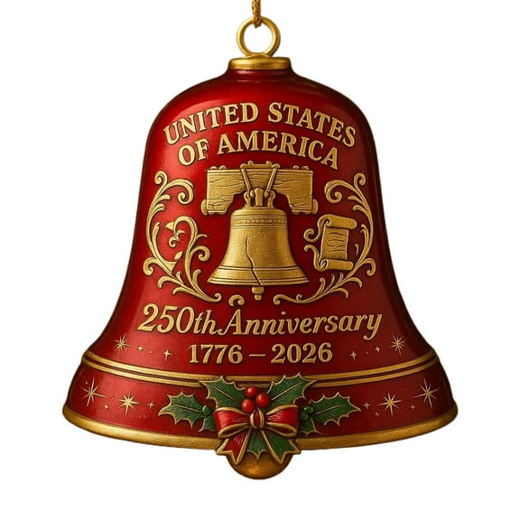 FVDPWYE 250TH Anniversary Bell Ornament Craft for Thanksgiving Engagement Fireplaces Red