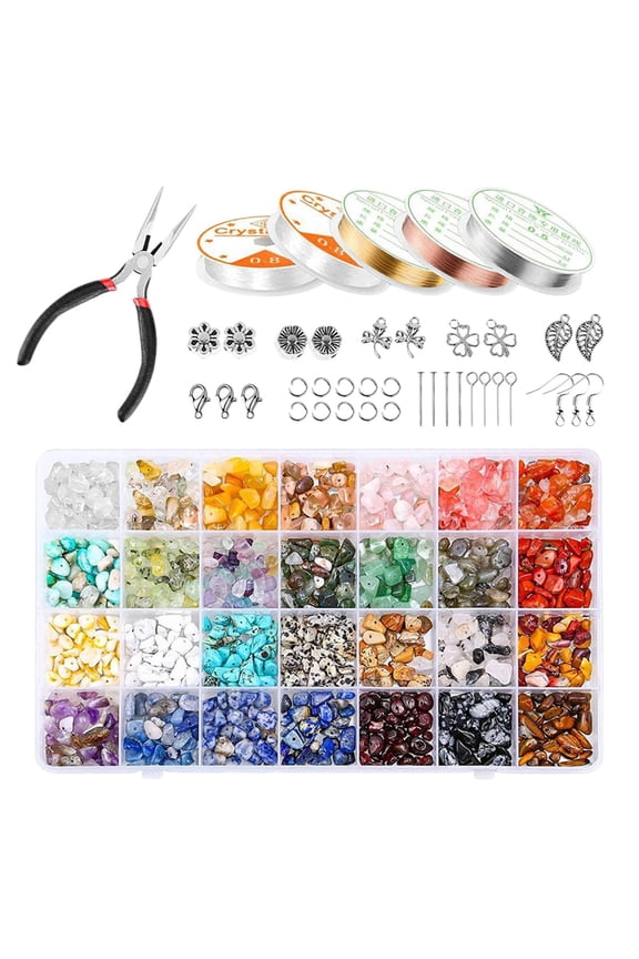 28 Colors Gemstone Beads Irregular Energy Stone Loose Beads Spacer Bulk Earrings Beads Set 1