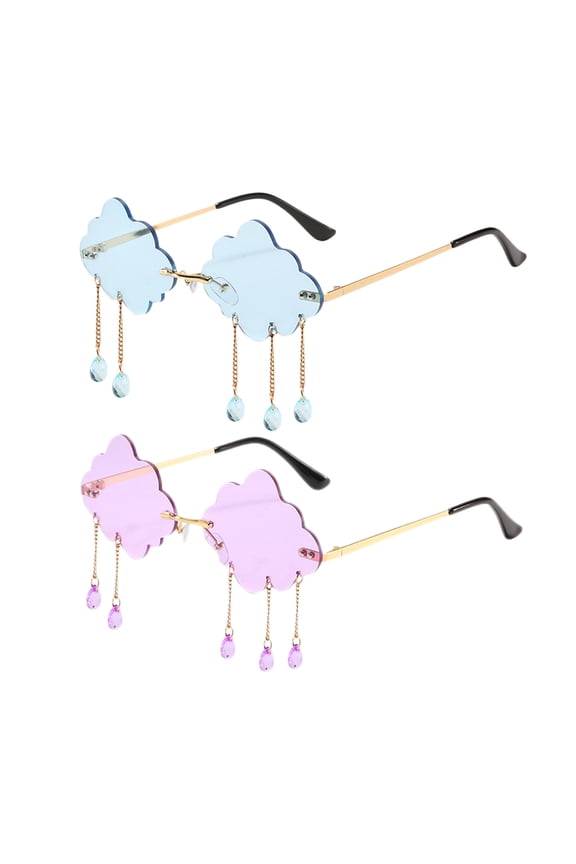 2Pack Womens Fashion Cloud Sunglasses Clear Lens Rimless Rave Party Eyewear
