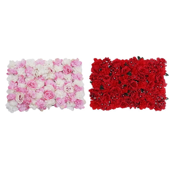 FVDPWYE 2Pc 40X60cm Artificial Fake Flower Rose Hydrangea Wall Panel for Garden Backyard