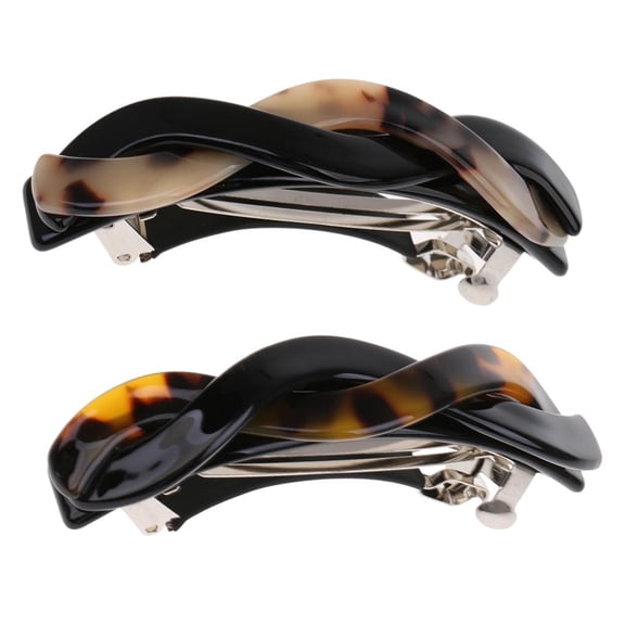 FVDPWYE 2Pcs Cellulose Acetate Hair Barrette Twist Spring Clamp Women Lady Hairwear