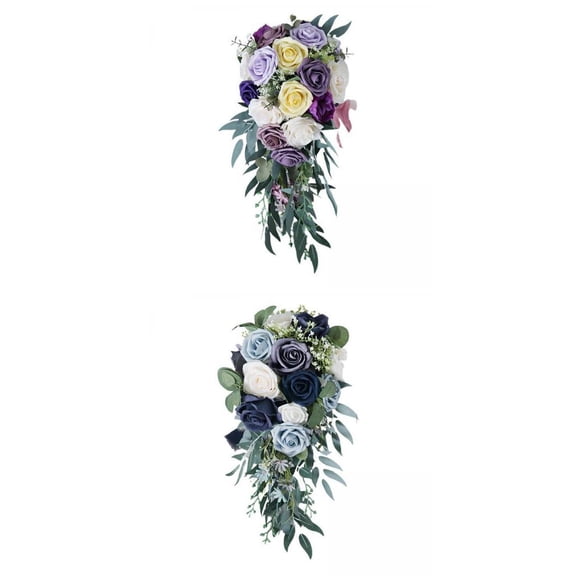 FVDPWYE 2Pcs Elegant Wedding Bouquets for Bride Waterfall Shape Handmade Decor