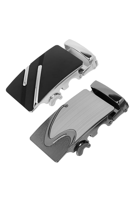 2Pcs Mens Fashion Belt Buckles Automatic Ratchet Buckle for Leather Belt Moderne