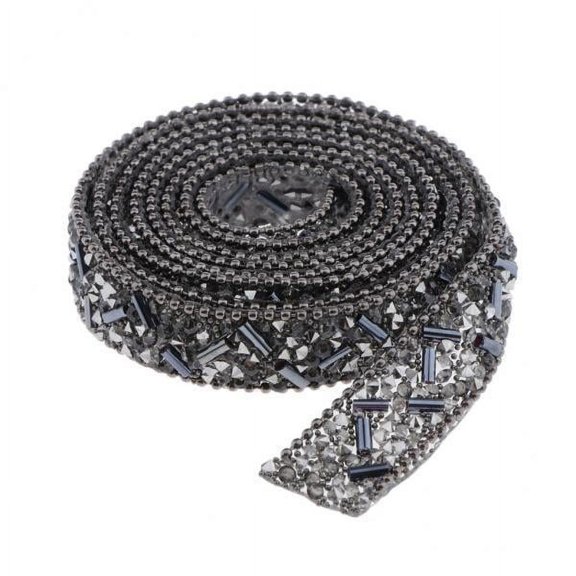 FVDPWYE 2X Diamond Rhinestone Ribbon Crystal Beaded Trim Patch Applique 1.5cm Blue