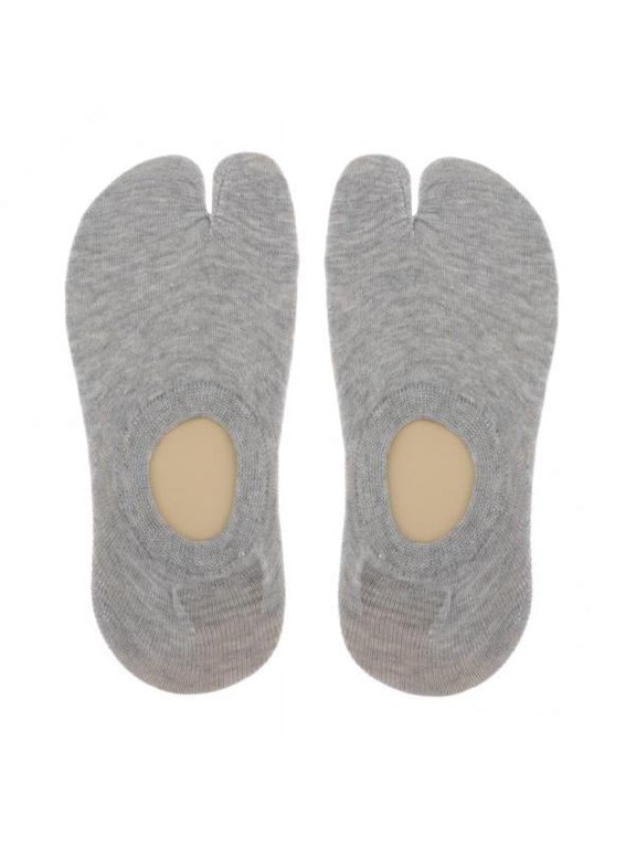 2X Unisex 2 Toe Flip Flop Socks Tabi Socks Low Cut Cotton Boat Socks Gray