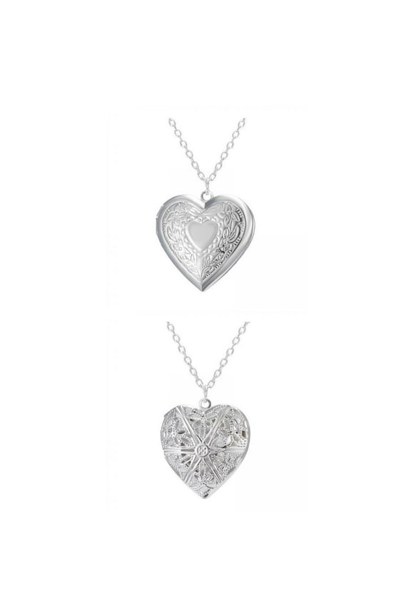 2pcs Photo Locket Necklace Holds Pictures Jewelry for Gift Women