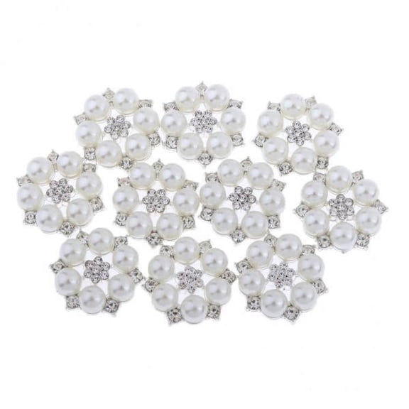 FVDPWYE 2x 10pcs Rhinestone Buttons Pearl Wedding Diamond Decorative Button Diaant for
