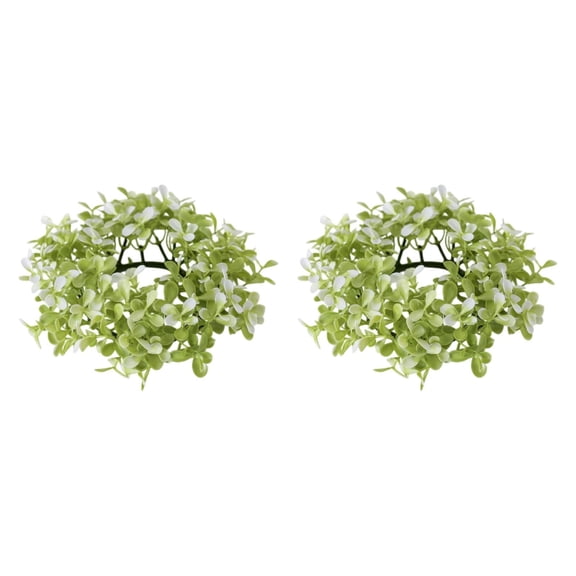 FVDPWYE 2x Artificial Candle Ring Wreath Ornament for Indoor Outdoor Desktop Wedding