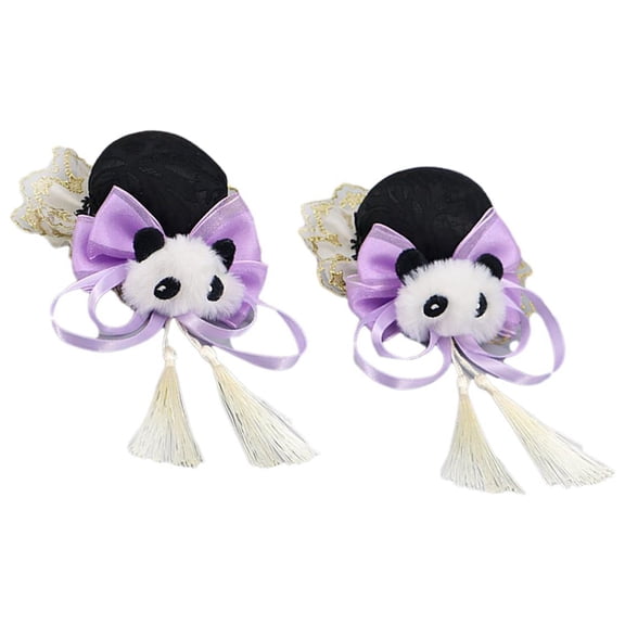FVDPWYE 2x Chinese Style Hair Clips Panda Barrette Styling Tool Hair Jewelry Tassel Snap Violet