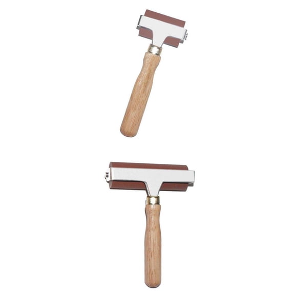 FVDPWYE 2x Heavy Duty Soft Rubber Brayer Roller w/ Handle, Ink Applicator Roller Brush