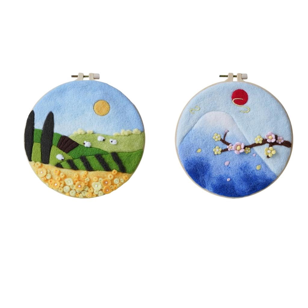 FVDPWYE 2x Landscape Wool Needle Felting Kit Beginner Kids DIY Christmas