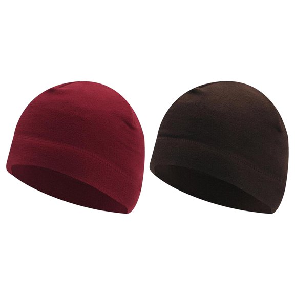 FVDPWYE 2x Lightweight Winter Beanie Cover Ears Skull Hats for Skiing Basketball Cycling Dark Red Brown