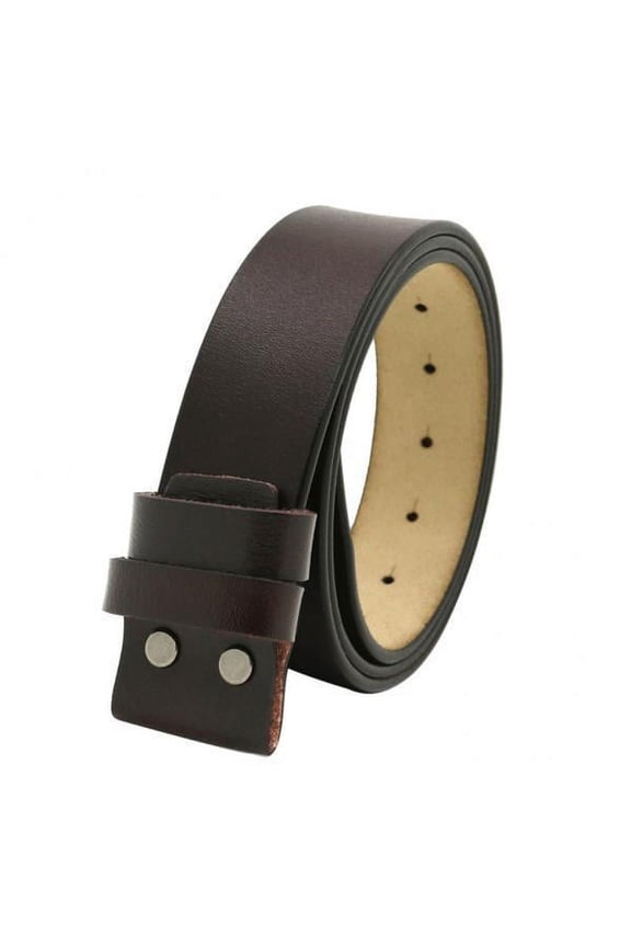2x Men's Belt No Buckle Leather Belt Pin Lock Snap Strap Length-120cm