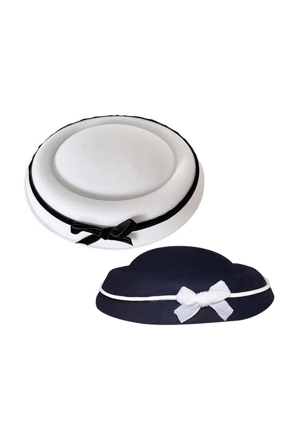 2x Sailor Hat Fancy Dress Bowknot Pillbox Cap Headgear Lady Dress Cloche Hat