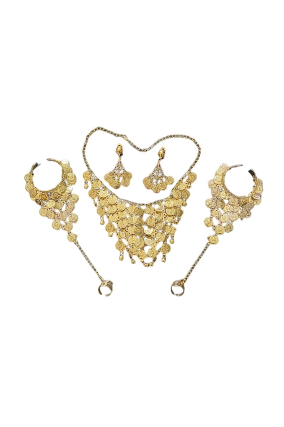3 Pieces Indian Traditional Jhumka Jewellery Set Fashion Belly Dance Jewelry Gold