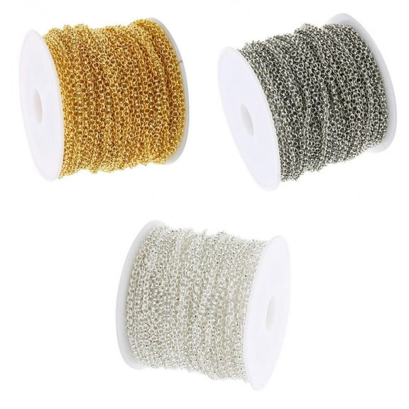 FVDPWYE 30 Yards Iron Cable Chain Spool O Shaped Chain - Golden, Silver and White K -