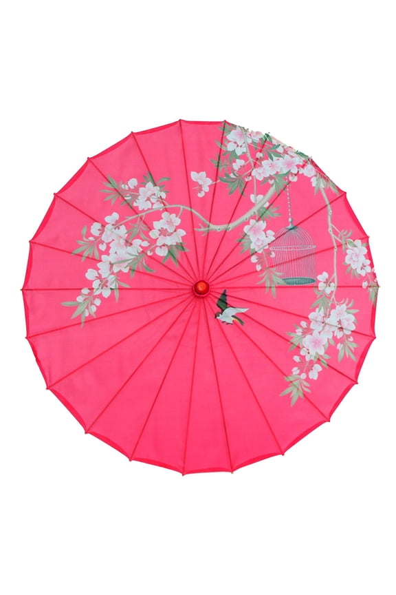 32" Classical Oiled Paper Umbrella, Bamboo Silk Umbrella Classical Dance Parasol Style B