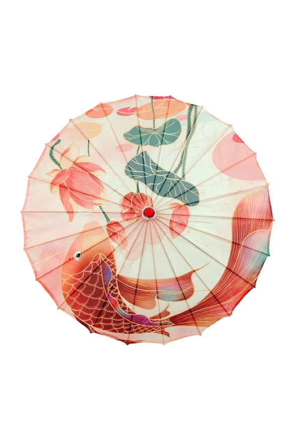 32" Classical Oiled Paper Umbrella, Bamboo Silk Umbrella Classical Dance Parasol Style C