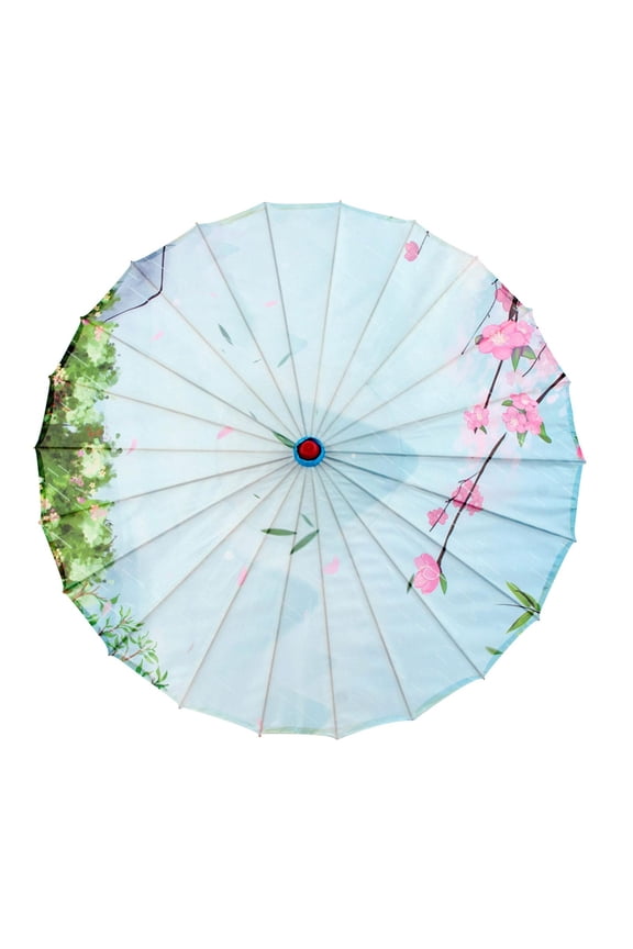 32" Classical Oiled Paper Umbrella, Bamboo Silk Umbrella Classical Dance Parasol Style G