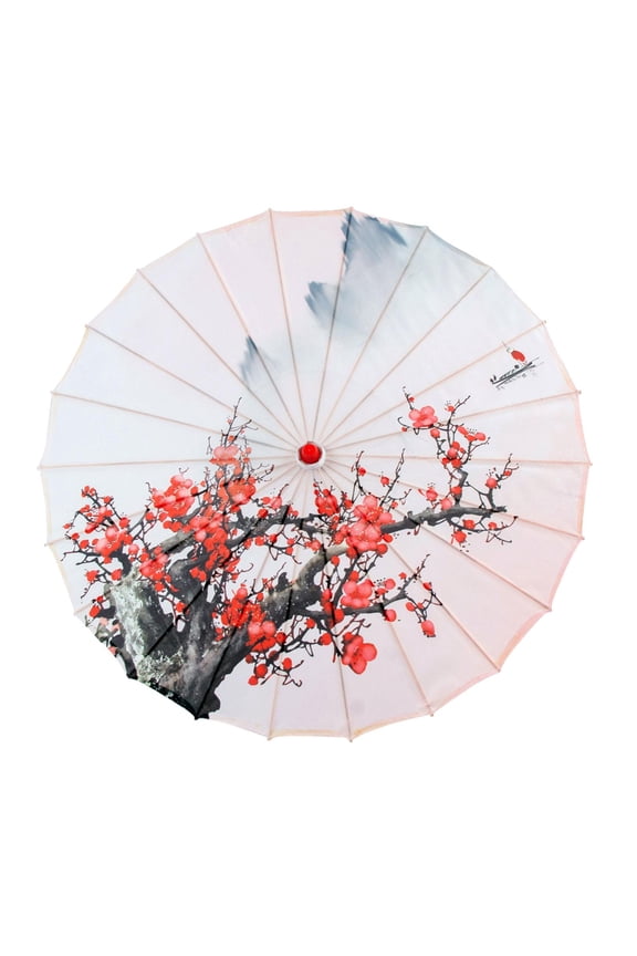 32" Classical Oiled Paper Umbrella, Bamboo Silk Umbrella Classical Dance Parasol Style H