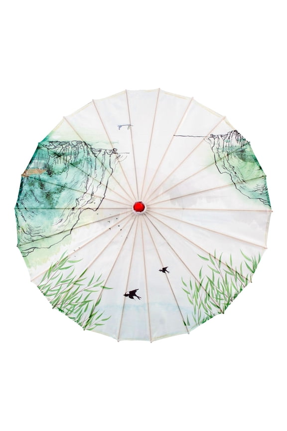 32" Classical Oiled Paper Umbrella, Bamboo Silk Umbrella Classical Dance Parasol Style I
