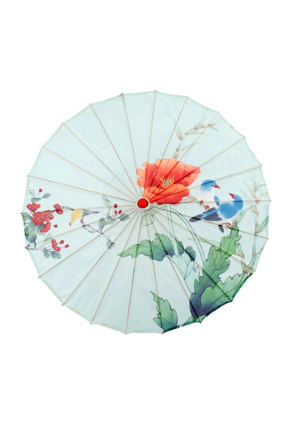 32" Classical Oiled Paper Umbrella, Bamboo Silk Umbrella Classical Dance Parasol Style J