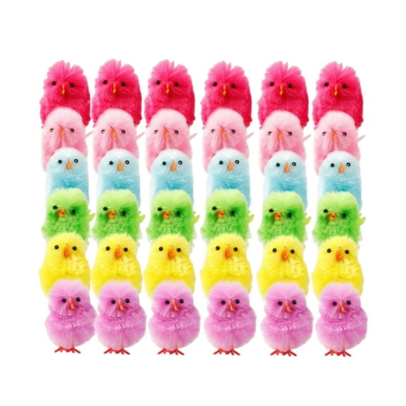 FVDPWYE 36 Pieces Assorted Colours Baby Chicks Lifelike Chicken Figurine Mini Chicks Set