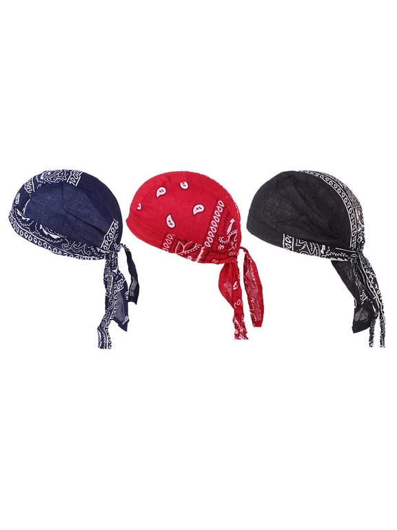 3PCS Men's Cotton Soft Chemo Cap Durag Beanie Hat Head Scarf Cover Skull Cap