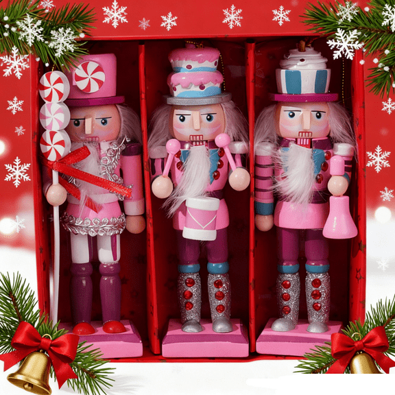 FVDPWYE 3Pcs 5.1inch Wood Nutcracker Soldier Ornaments Handcrafted Sturdy Lightweight Traditional for Tabletop Display Xmas Figurine