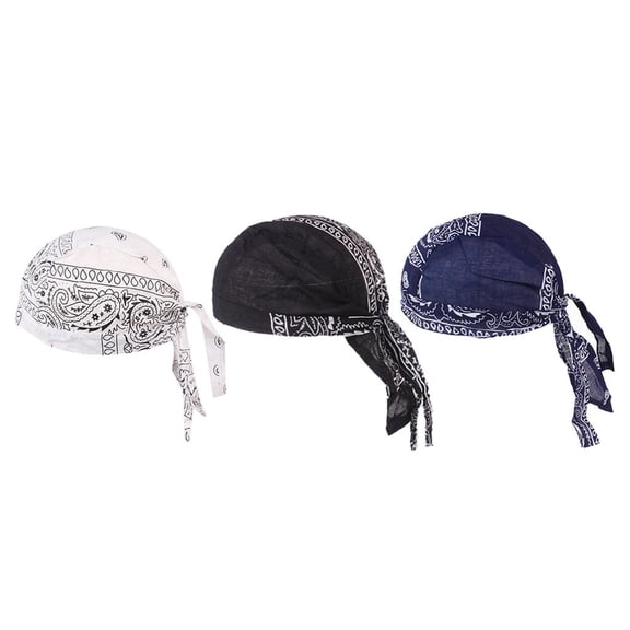 FVDPWYE 3pcs 100% Cotton Durag Women Men Du-Rag Chemo Hat Skull Cap Cycling Riding Hats