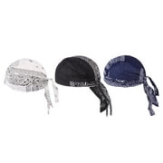 FVDPWYE 3pcs 100% Cotton Durag Women Men Du-Rag Chemo Hat Skull Cap Cycling Riding Hats