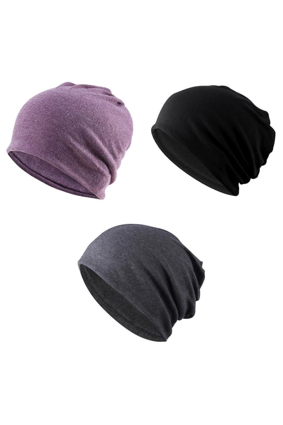 3x Soft Slouchy Baggy Beanie Chemo Hat Slouchy Caps Unisex