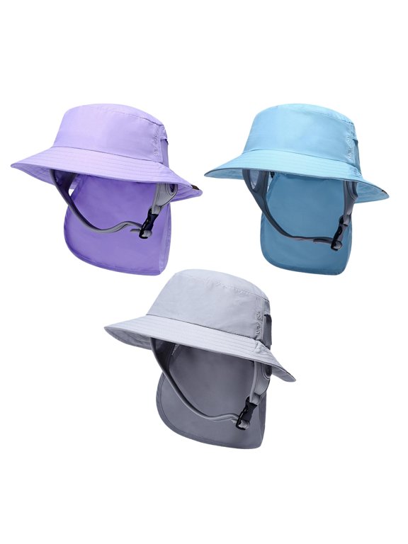 3x Surf Bucket Hat with Chin Straps Fisherman for Tourism Water Sports