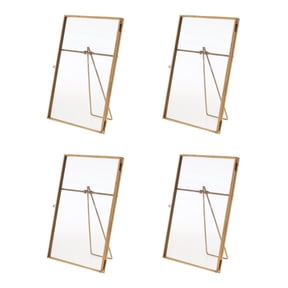 FVDPWYE 4 Pcs Antique Gold Brass and Glass, Metal Floating Desk Photo Frame, with Locket