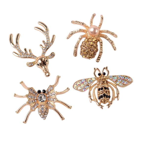 FVDPWYE 4 Pcs Crystal Bee Spider Embellishments Craft Flatback Button For Jewelry Making