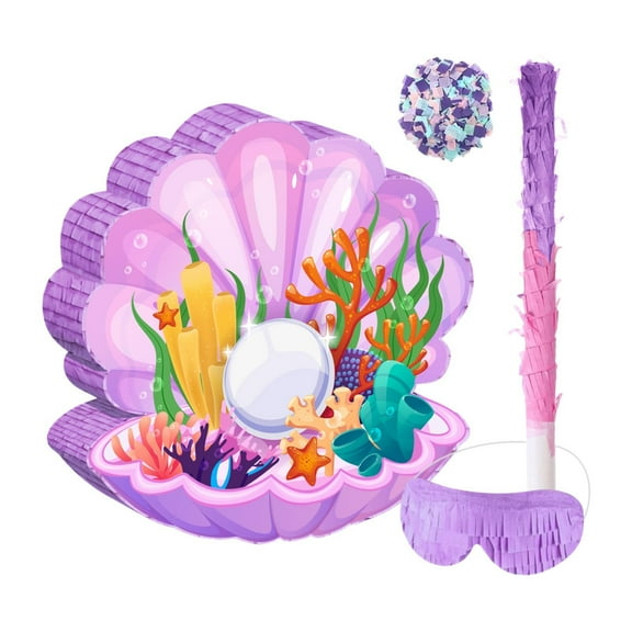 FVDPWYE 4 Pieces Shell Pinata Party Supplies And Theme Party Item A Complete Game Set with Bat And Blindfold for Family Celebrations And Class A