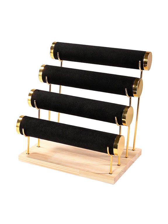 4 Tiers Bracelet Holder Anklet Tower Velvet Removable Bracelet Displays for Shop black