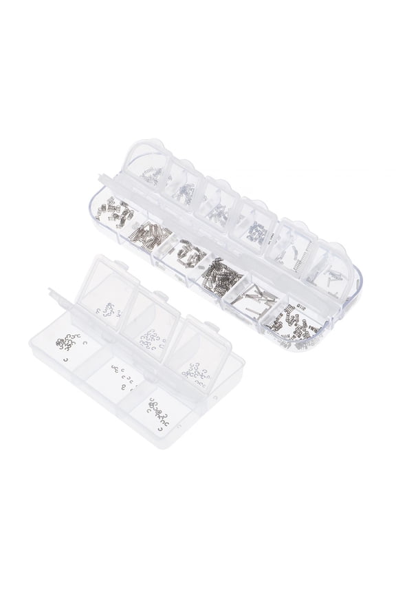400pcs Watch Button Spring 100pcs Timing Rod Clip Spring with Storage Box, Watch