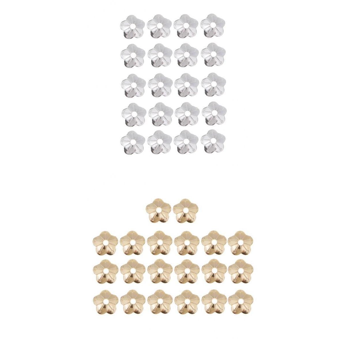 FVDPWYE 40pc 925 Sterling Silver Flower Beads Caps Craft Bracelet Jewelry Making 4mm