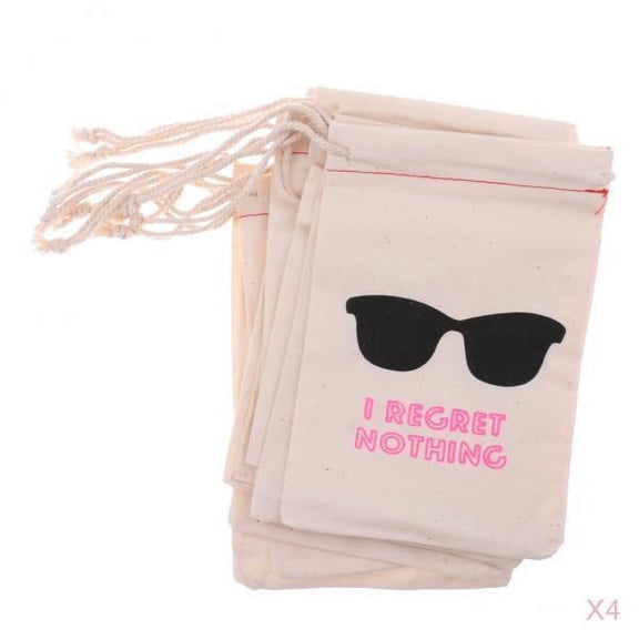 FVDPWYE 40pcs ''I Regret Nothing'' Cotton Muslin Bag, Hangover Kit Bags with Double