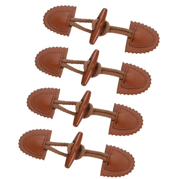 FVDPWYE 4Pcs Coat Toggle Buttons Accessories Simple Garment Buttons PU Leather Practical Brown