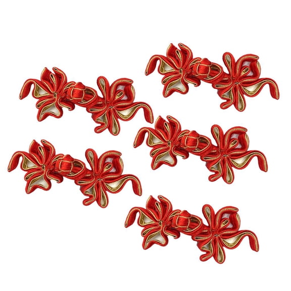 FVDPWYE 5 Pcs Chinese Knot Goldfish Design Cheongsam Closure Frog Clasp Buttons Sewing Red Gold