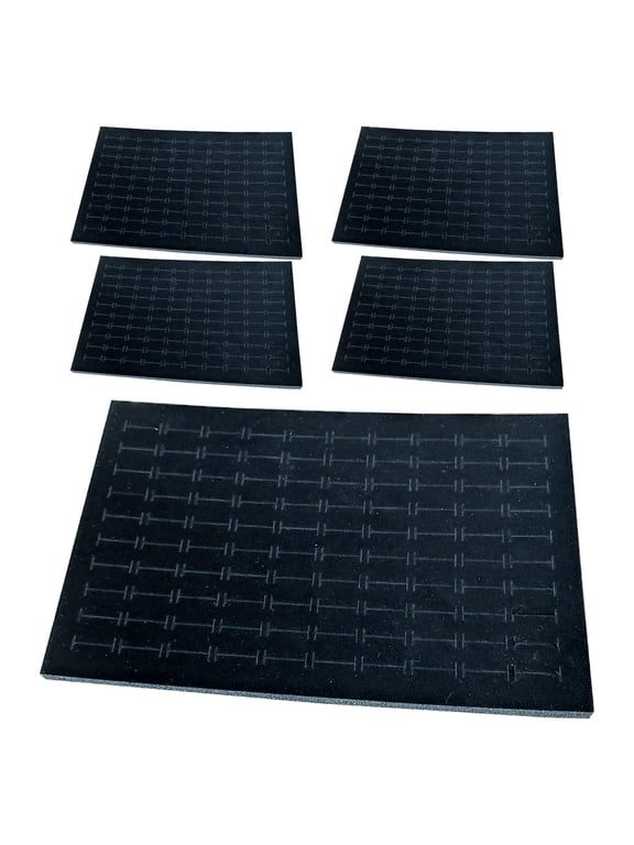 5 Pieces 100 Slots Ring Pad Sponge Insert Mats Velvet Jewelry Trays Liners Rings Black