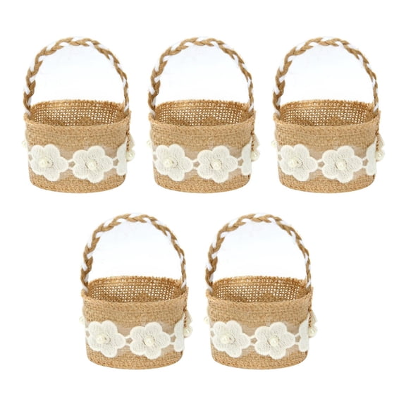 FVDPWYE 5 Pieces Burlap Candy Basket, Candy Gift Basket, Flower Girl Basket Multipurpose Style B
