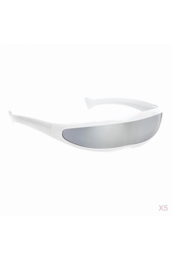 5 Pieces Futuristic Narrow Mirrored Visor Sunglasses Glasses