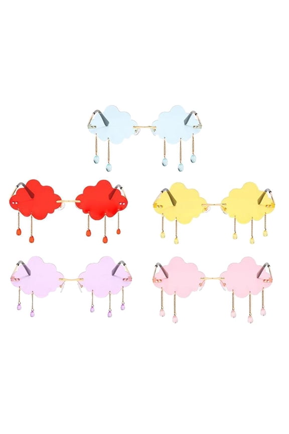 5 Pieces Woemn Fashion Cloud Sunglasses with Pendants Rimless Luxury Eyewear
