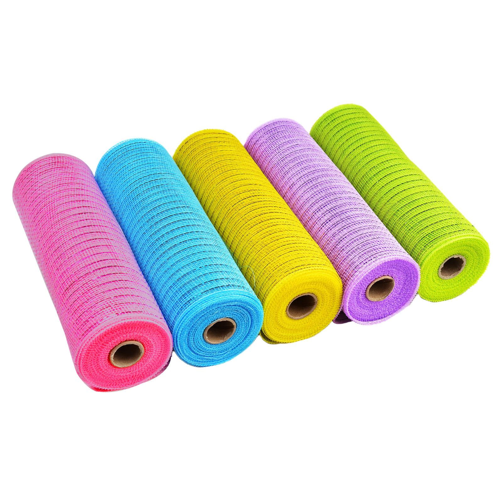 FVDPWYE 5 Rolls Easter Deco Poly Mesh Rolls Easter Ribbons Pink/Blue/Yellow/Purple/Green