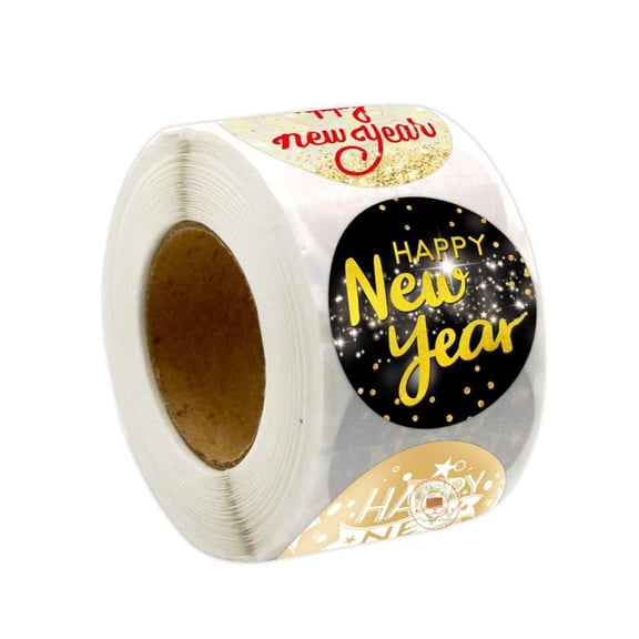 FVDPWYE 500Pcs 1.5 inch Happy New Year Stickers Holiday Supplies Round Party Favors Tags Style B